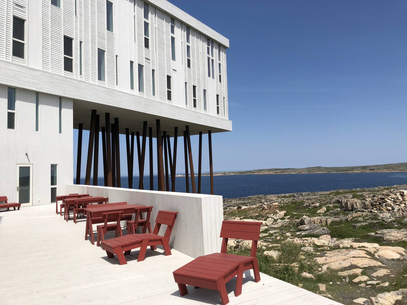 Fogo Island Inn on stilts above the North Atlantic